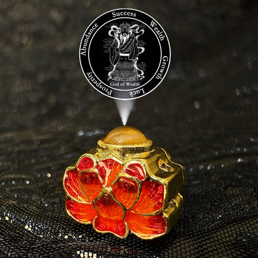 Zencle Red Lotus Guardian Projection Stone Bead - Spiritual Protection Charm
