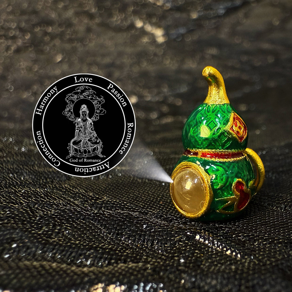 Zencle Green Gourd Guardian Projection Stone Bead - Vibrant Fortune Charm
