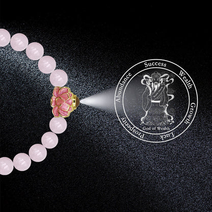 Rose Quartz Bracelet with Pink Lotus Nano Micro-engraving Projection Stone