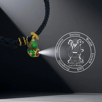 Black Handwoven Satin Bracelet with Gourd-Shaped Nano Micro-engraving Projection Stone