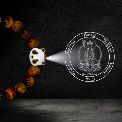 Tiger Eye Bracelet with Panda Nano Micro-engraving Projection Stone